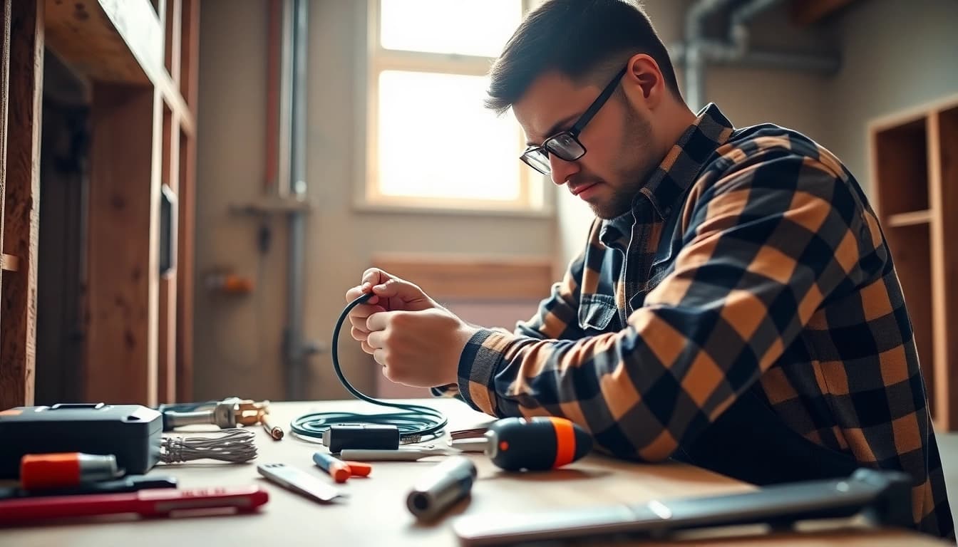 Electrician apprenticeship Hawaii: a dedicated apprentice working on electrical wiring.
