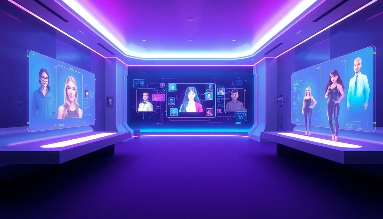 Engaging scene demonstrating free nsfw ai chatbot interactions with vibrant colors and futuristic design.