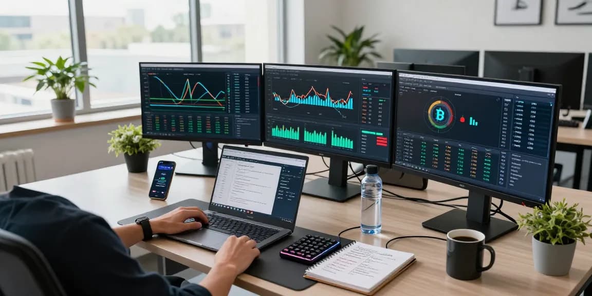 bitcoin mining service workspace displaying live blockchain data and crypto wallet