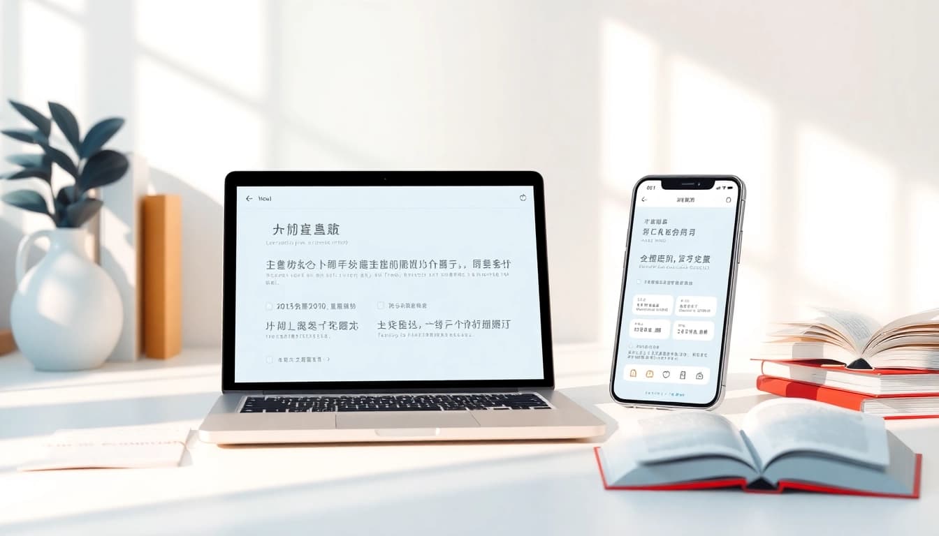 Youdao Translation (有道翻译) app interface displayed on a laptop and smartphone with multilingual text, signifying modern translation technology.