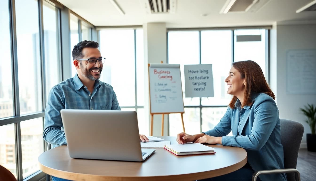 Engaging business coaching service session showcasing personal interaction and professional growth.