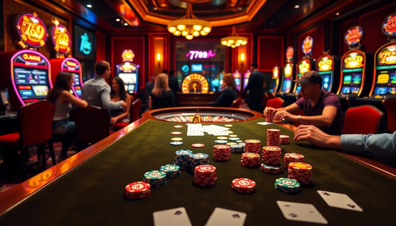 Engaged gamblers enjoying the luxurious atmosphere of the 789 club casino.