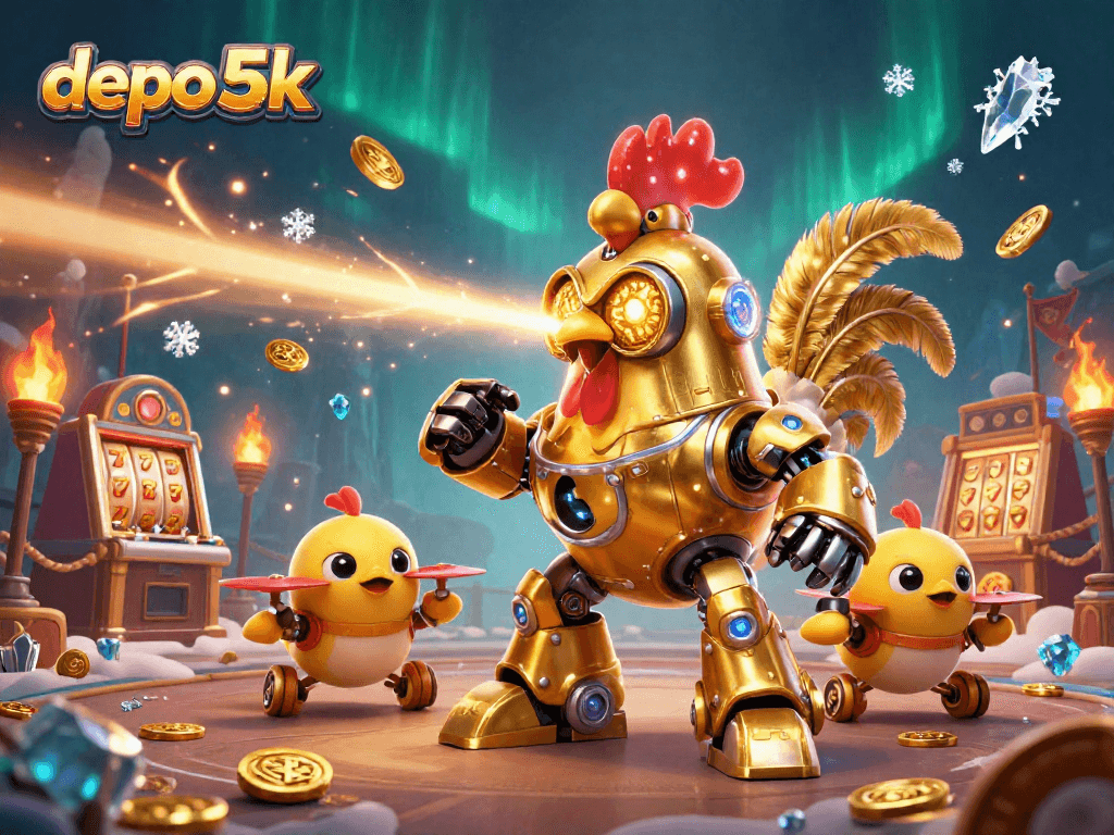 Engage with the thrilling world of depo 5k through an exciting casino-themed illustration.