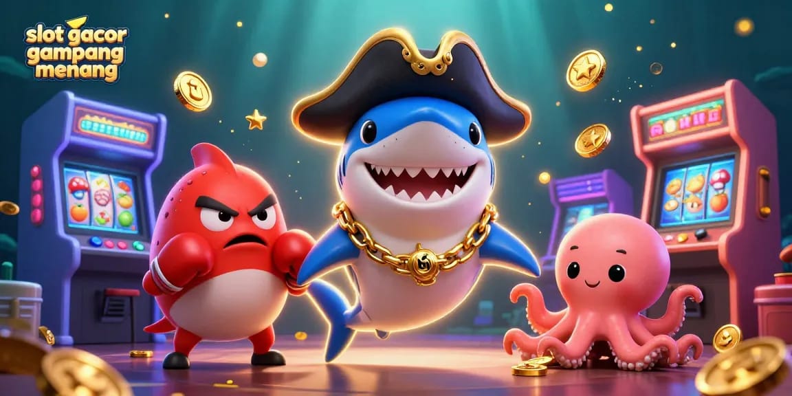 Engage in slot gacor gampang menang with a vibrant underwater scene featuring fun characters and gaming elements.