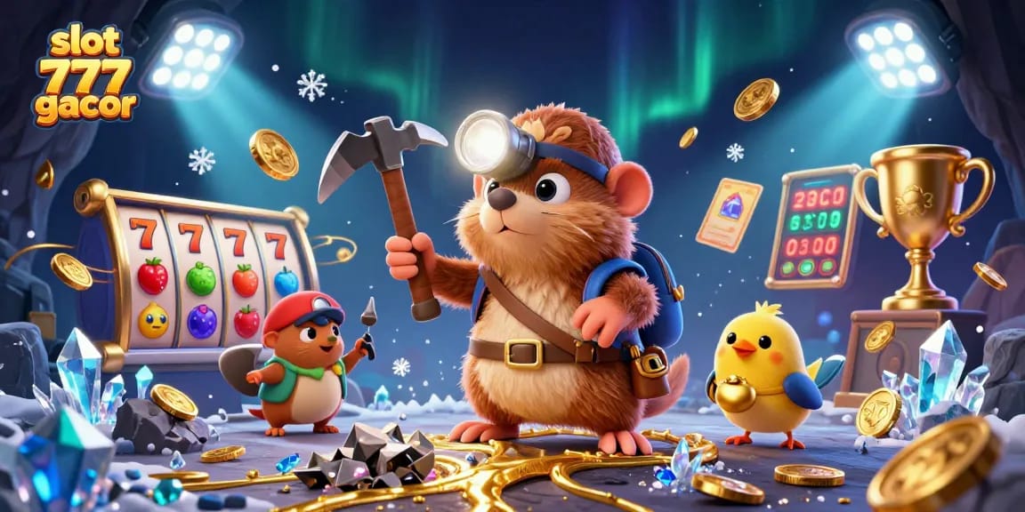 Experience thrilling wins with slot 777 gacor in this vibrant 3D illustration of a treasure hunt.