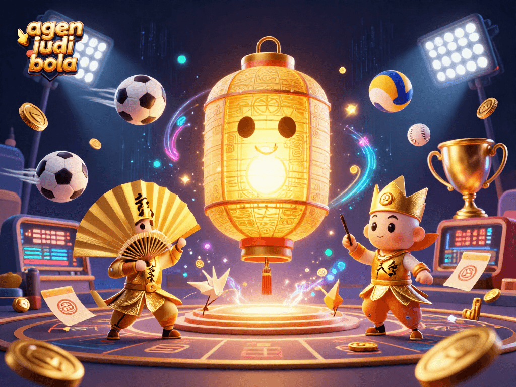 Experience action at agen judi bola with a vibrant casino scene featuring dynamic sports betting elements.