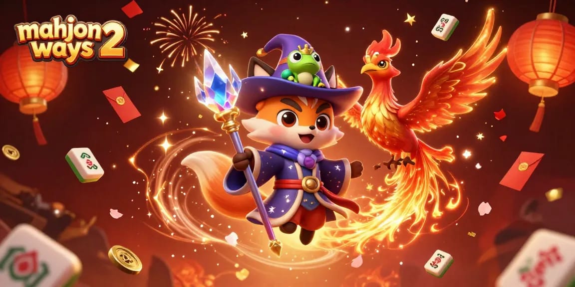 Experience mahjong ways 2 with a vibrant 3D illustration showcasing magical characters and festive elements.
