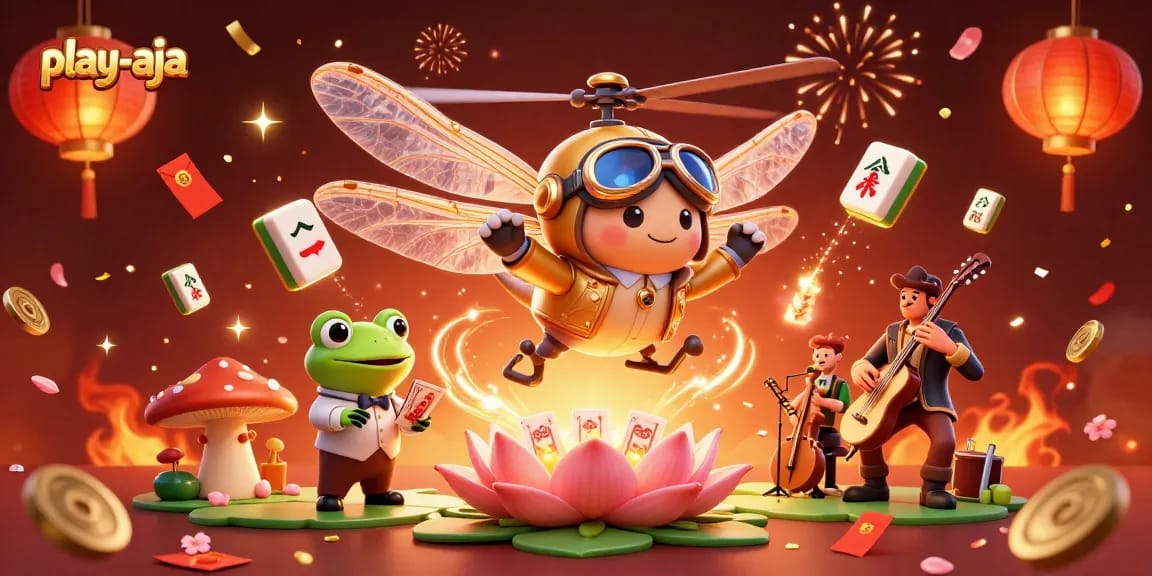 Experience the excitement of play-aja at a vibrant lily pad casino with engaging characters.
