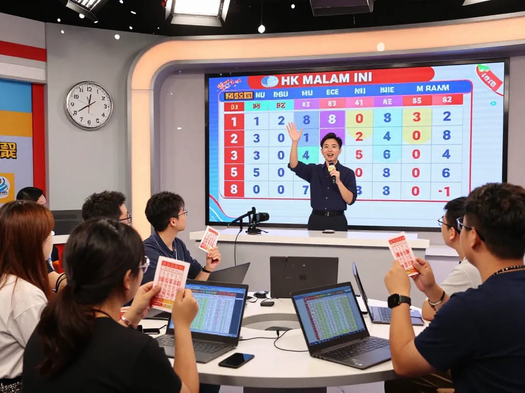 Engaged audience eagerly watching HK Malam Ini live lottery drawing results with excitement.