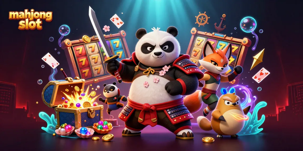 Experience thrilling action in mahjong slot with vibrant characters and casino elements.