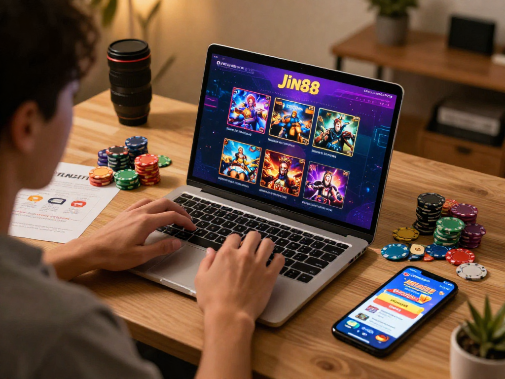 Người chơi đang trải nghiệm game trên Jin88 với giao diện hấp dẫn và đồ họa đẹp.