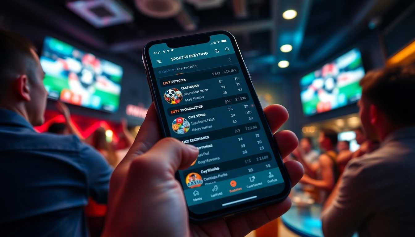 Explore sports betting apps Canada with an engaging smartphone interface showcasing live bets.