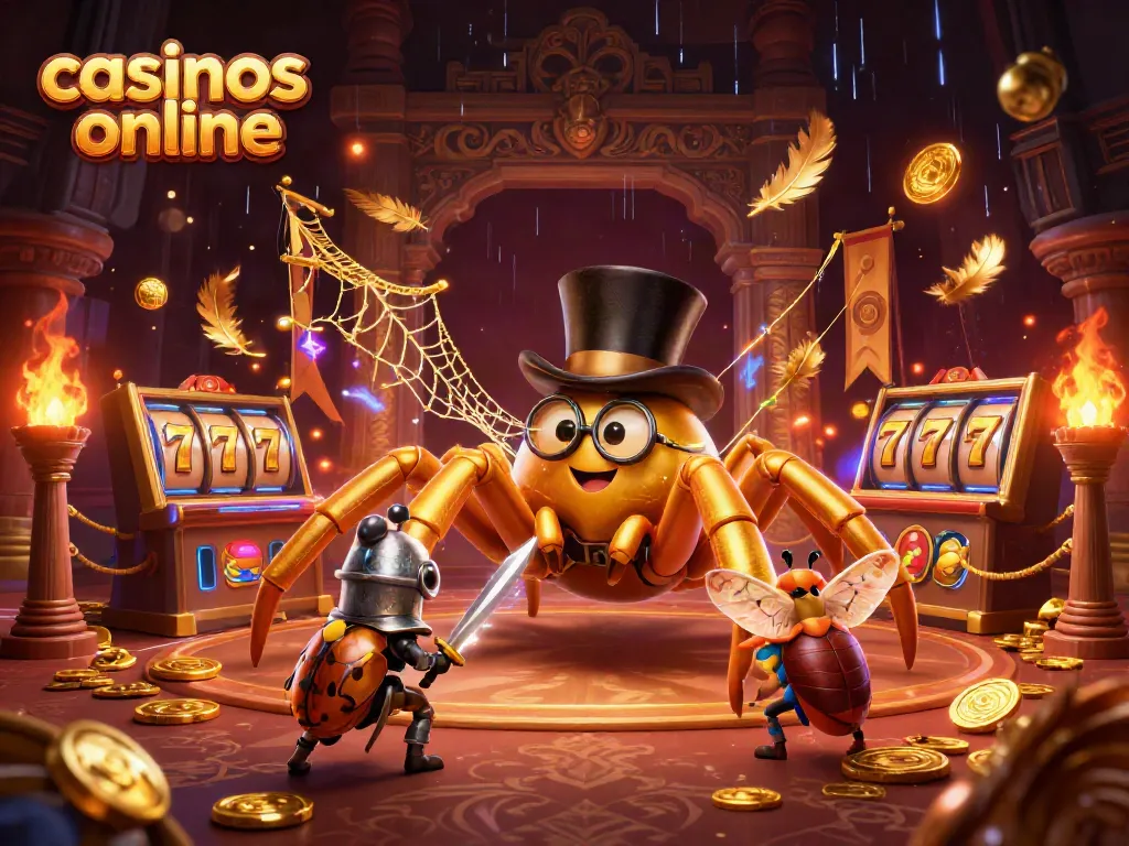 Vive la emoción de los casinos online con una escena animada llena de acción y personajes únicos.