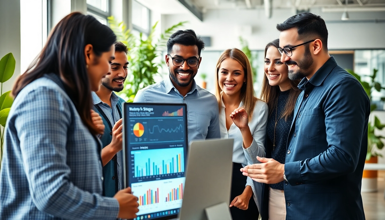 Das Team der SEO Agentur analysiert digitale Strategien in einem modernen Büro.