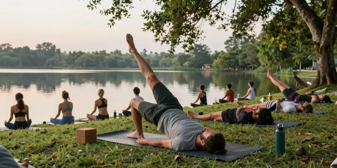 Stefan Camilleri Yoga teacher training at serene lakefront retreat focusing on community and nature.