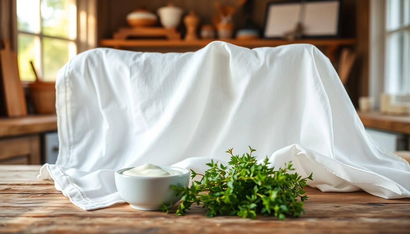 Verken de veelzijdigheid van kaasdoek in een gezellige keuken met verse ingrediënten.