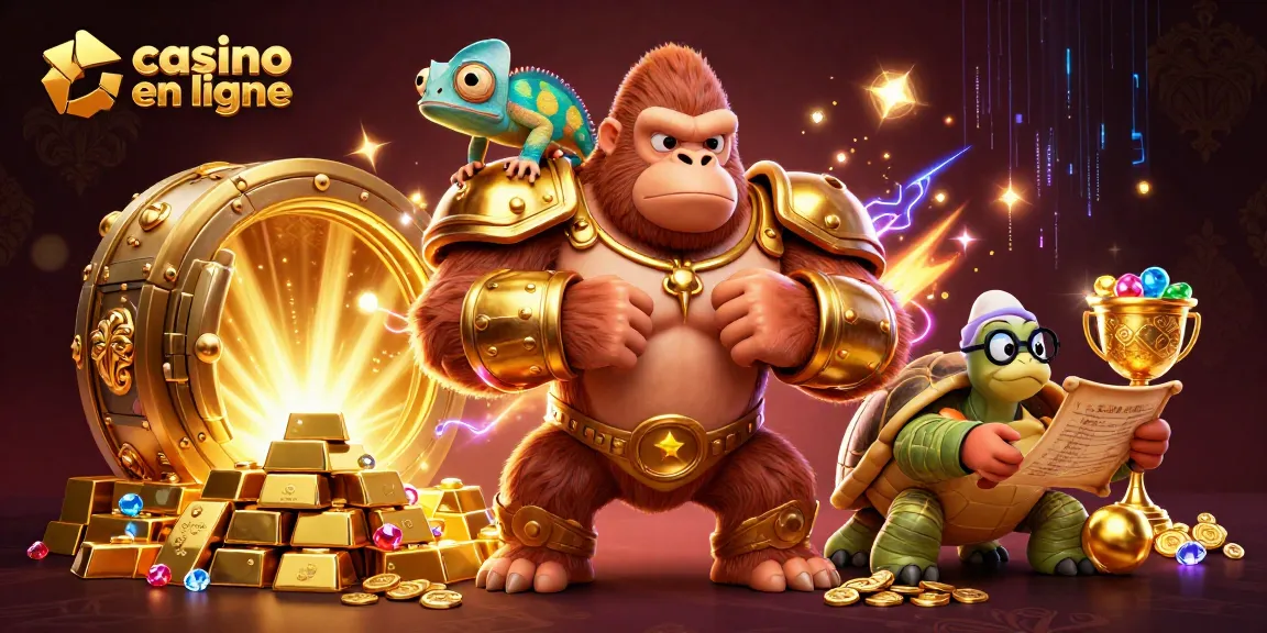 Découvrez l'univers captivant du casino en ligne avec un roi gorille puissant et des trésors scintillants.