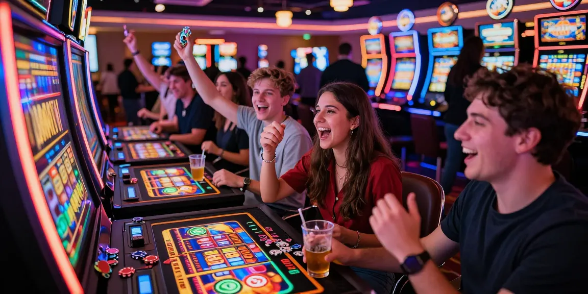 Slot gacor malam ini: suasana penuh keceriaan di kasino dengan pemain menikmati pengalaman slot.