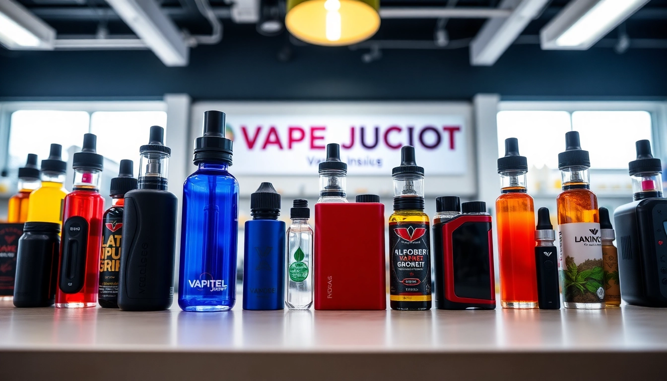 Showcase of vape products at Vape Juice Depot highlighting selection and vibrant appeal.