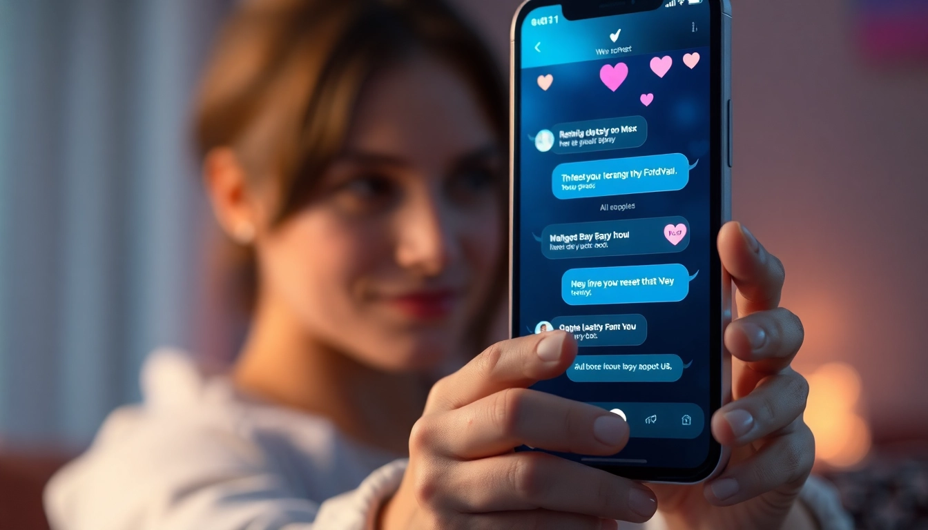 AI sex chat conversation displayed on a smartphone, showcasing a friendly and intimate interaction.