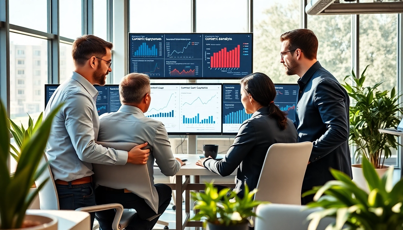 Conducting a Content Gap Analysis in a collaborative office space with data analysts.