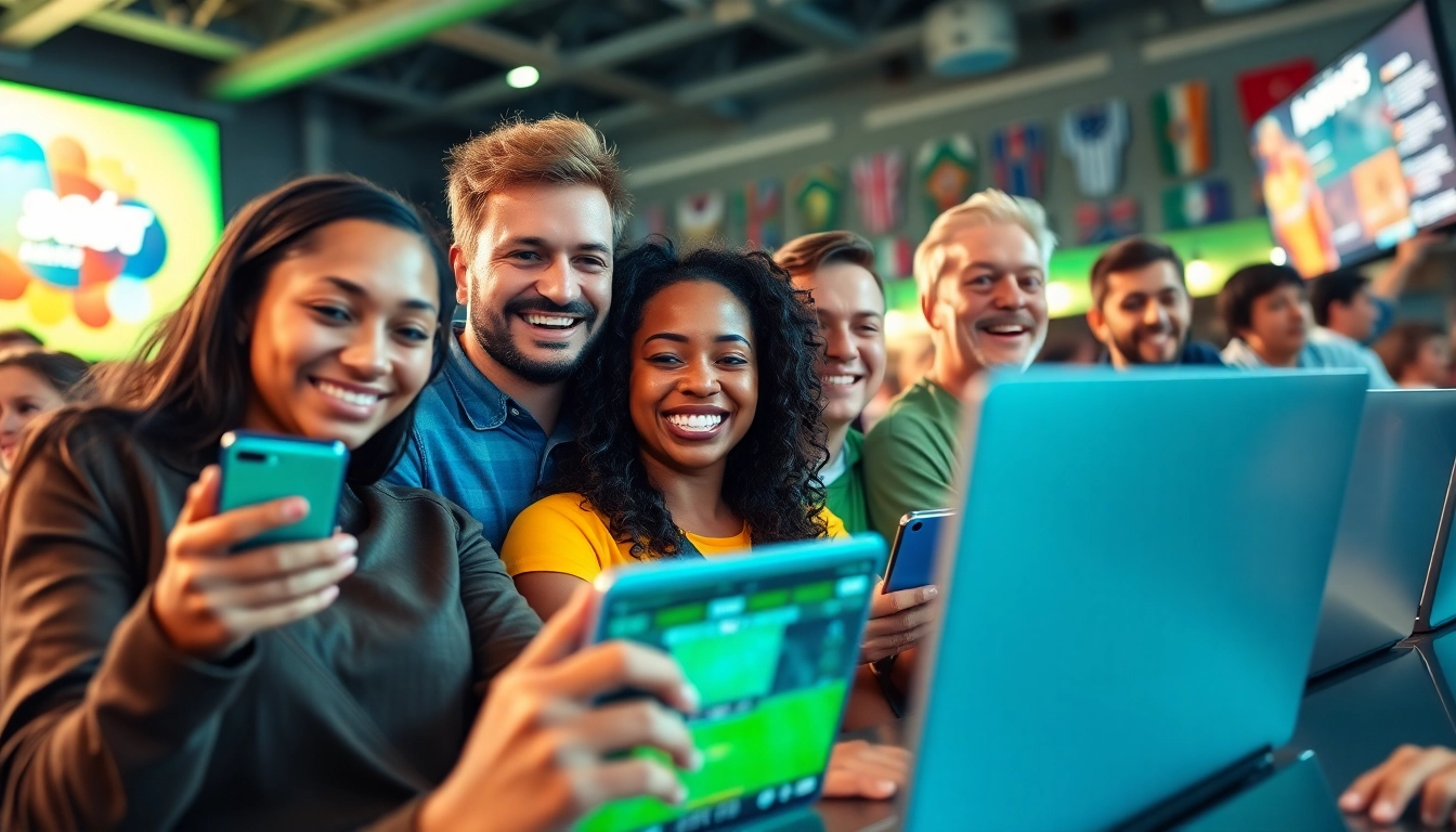 Kèo nhà cái digital betting scene with enthusiastic fans engaged in football betting.