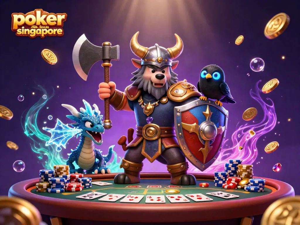 Experience poker online Singapore with dynamic characters and vibrant casino elements.