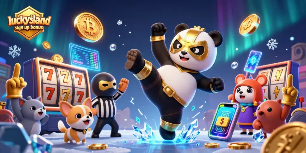 Join in the fun with the luckyland slots sign up bonus as players engage with colorful slot reels and energetic characters.