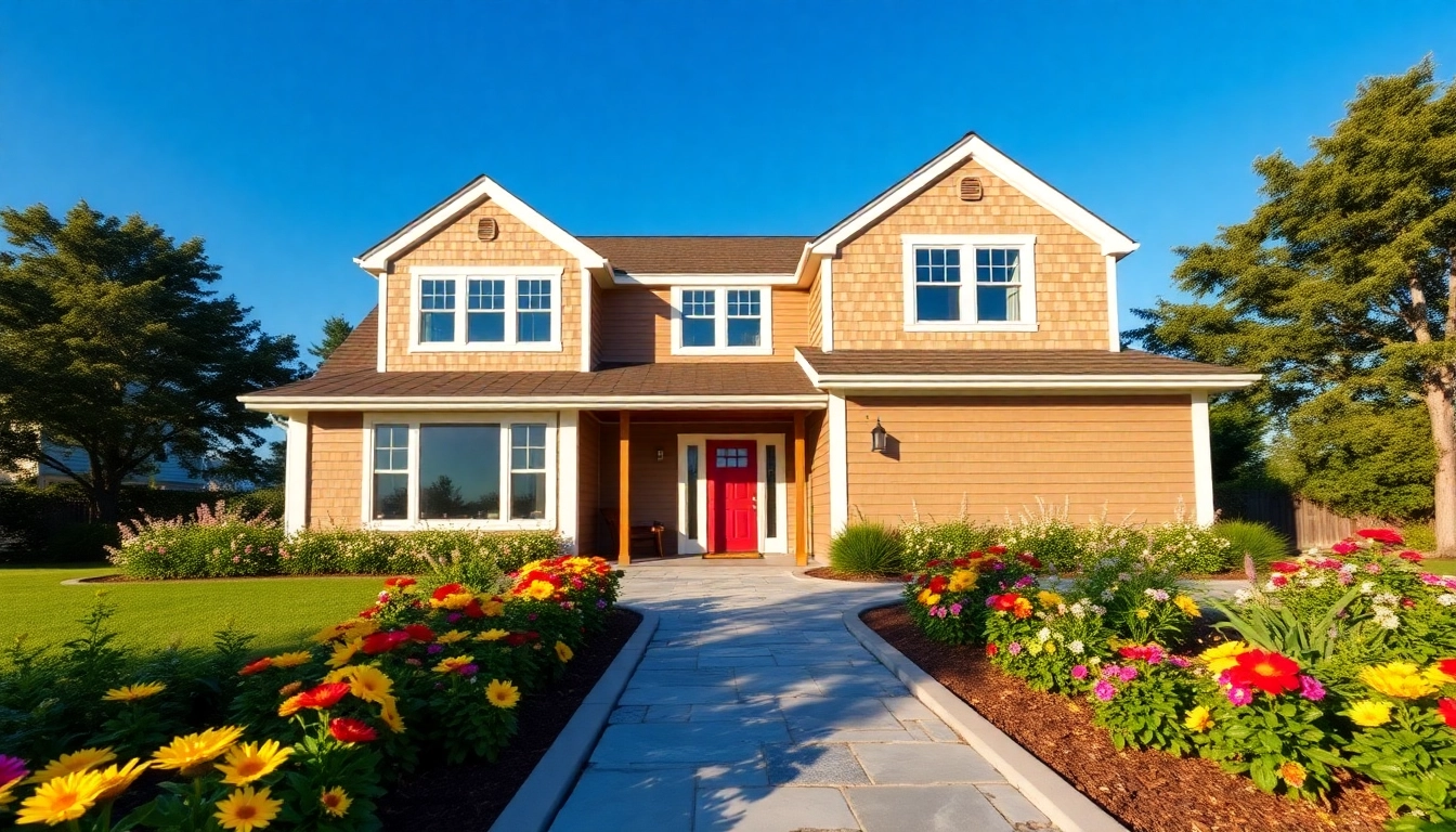 Cape Cod home addition featuring a beautiful expansion and attached garage, surrounded by lush landscaping.