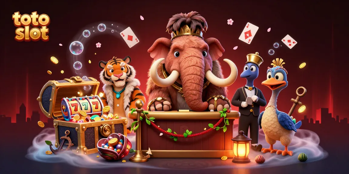 Experience the thrilling world of toto slot with a dynamic 3D scene featuring vibrant casino characters.