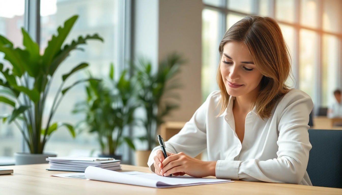 Complete the eta uk application form with a professional and focused approach at a modern office desk.