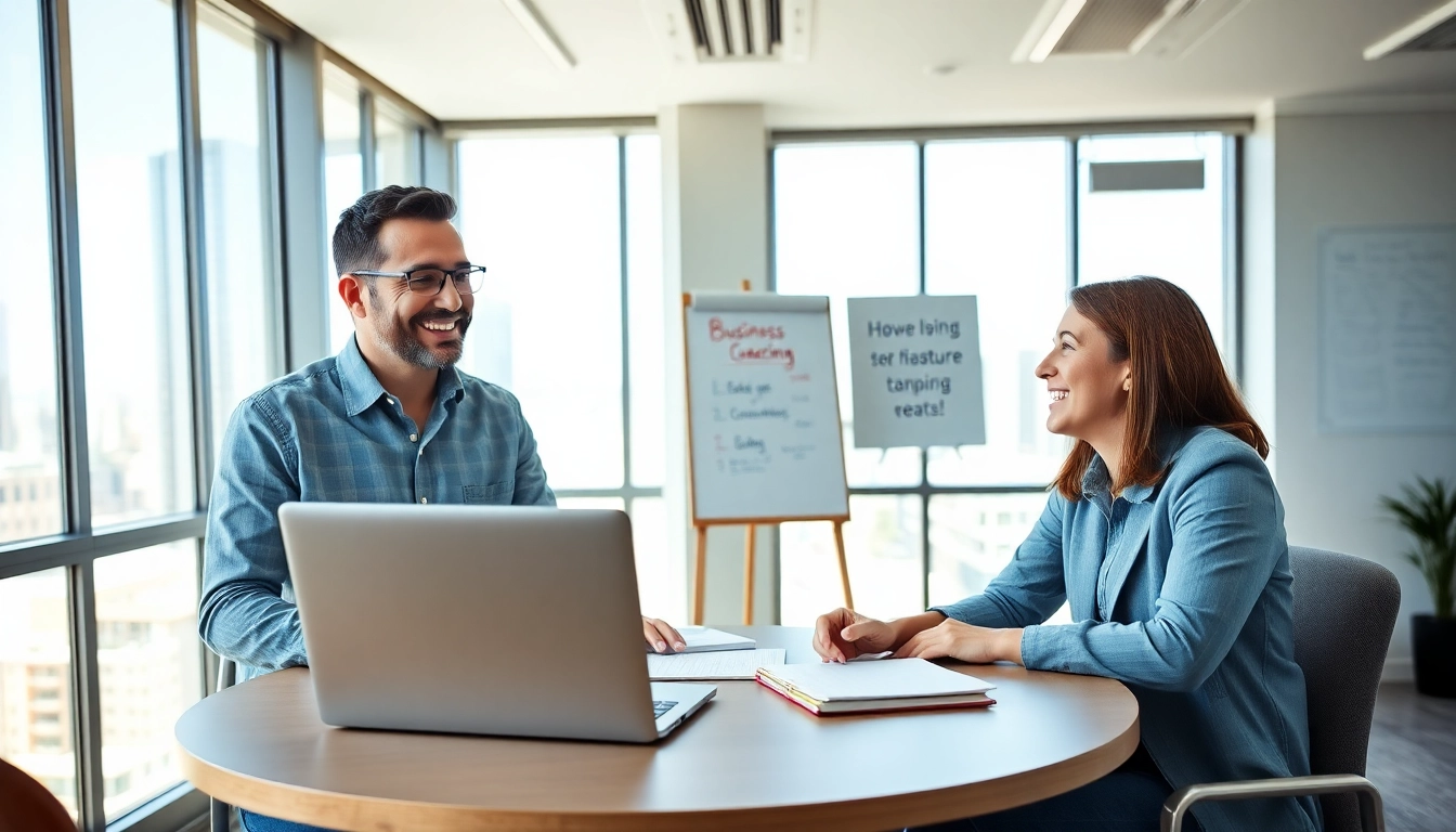 Engaging business coaching service session showcasing personal interaction and professional growth.