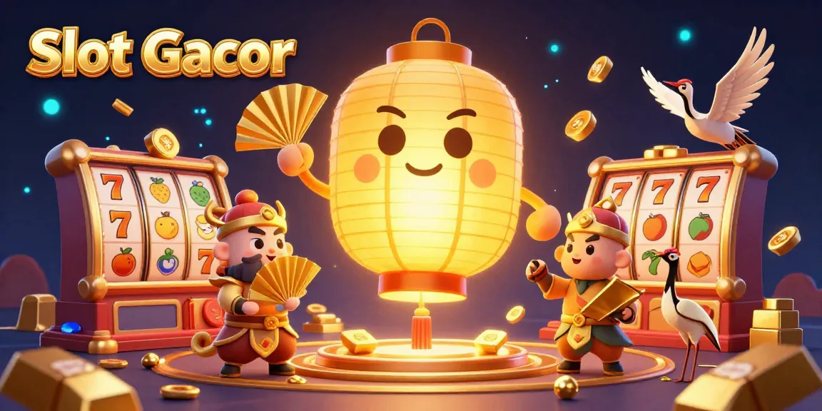Experience the thrill of Slot Gacor with vibrant casino elements and lucky symbols in an enchanting 3D scene.