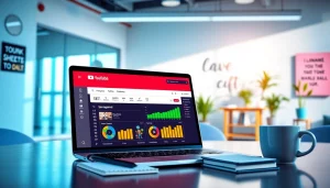 Engaging visualization of a youtube smm panel displayed in a modern office environment.