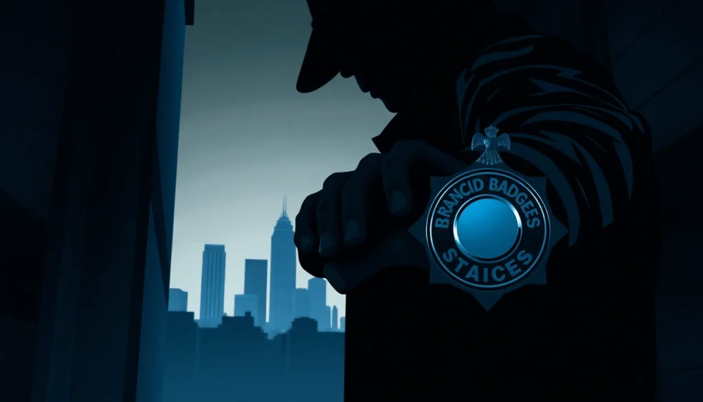 Discover the gripping crime saga of Rancid Badges with a suspenseful book cover design.