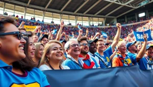 스포츠중계 팬들이 응원하는 생생한 장면을 보여주는 이미지입니다.