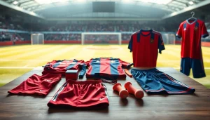 Showcasing a vibrant Team kit in an athletic setting with dynamic designs.