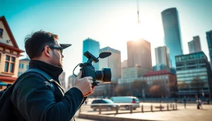 Capturing high-quality on-location videography toronto with a professional videographer in an urban setting.