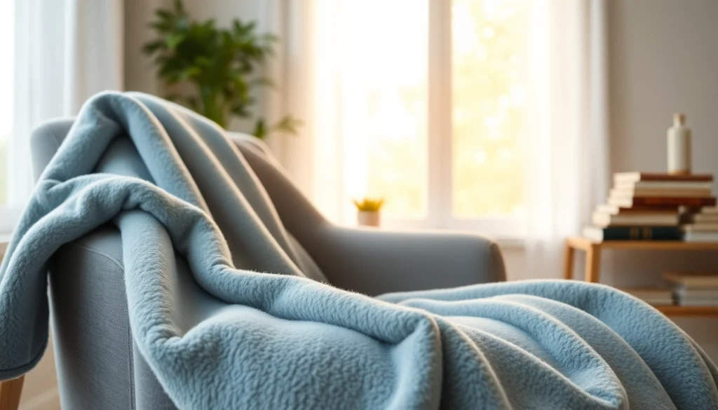 Fleece stof prachtig uitgestald op een comfortabele stoel in een sfeervolle ruimte.