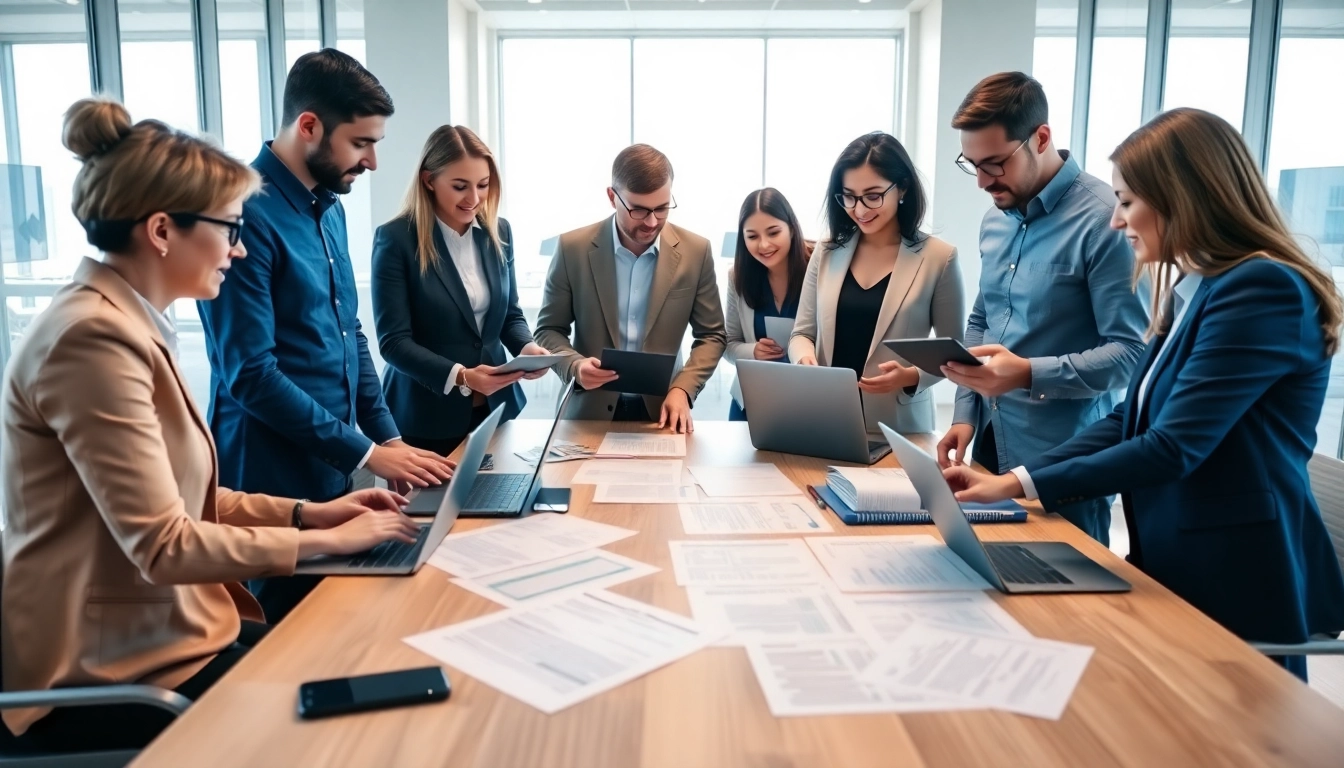 Collaboration in Contract Management. team enhancing efficiency in a modern office.