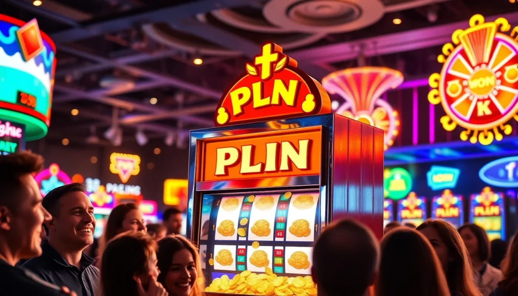 Mainkan plink slot yang menarik di kasino dengan pemain bersuka cita dan suasana yang meriah.