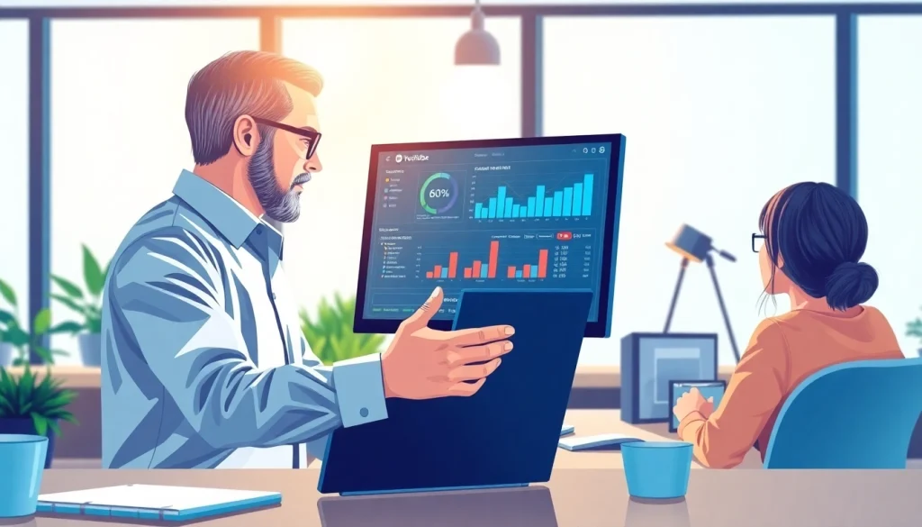 Enhance views and growth with the effective youtube smm panel strategy displayed in a modern office setting.