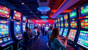 Walettoto menyenangkan pemain dalam lingkungan permainan slot modern yang penuh warna.