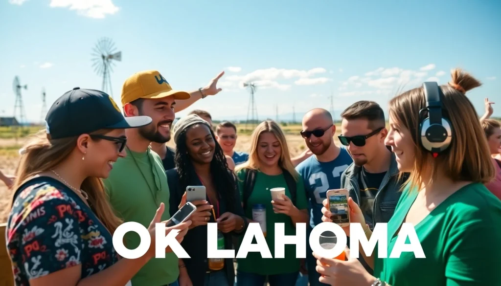 Engaged bettors using sports betting apps Oklahoma in an exciting outdoor setting.