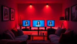 Engage in immersive sex chat AI experiences in an inviting virtual space with cozy seating and lifelike AI avatars.