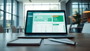 Engaging WhatsApp Smart CRM dashboard on a laptop in a modern workspace.