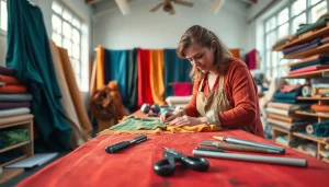 Creëren met nepbont stoffen in een kleurrijke werkplaats met focus op vakmanschap.
