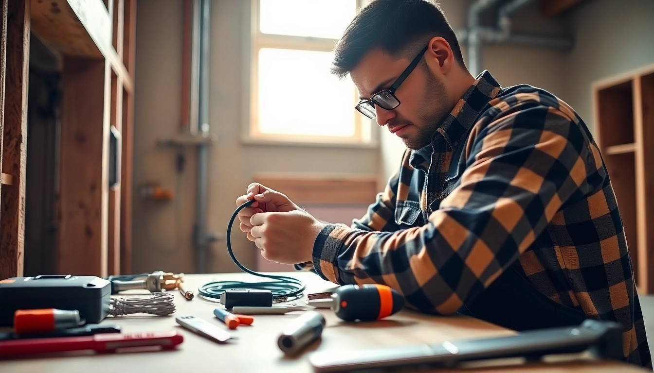 Electrician apprenticeship Hawaii: a dedicated apprentice working on electrical wiring.