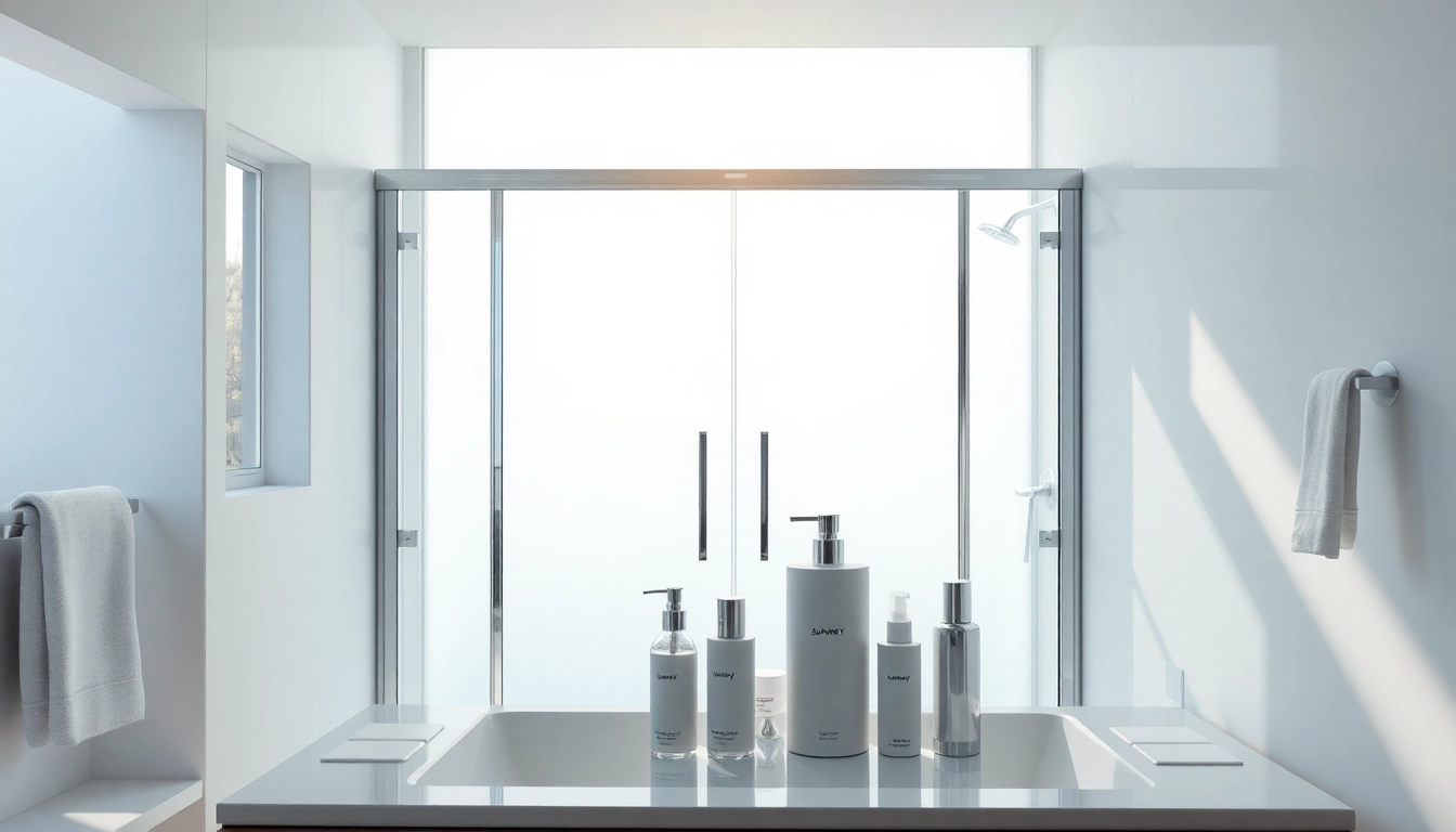 Showcasing sunney shower doors with modern design in an elegant bathroom setup.