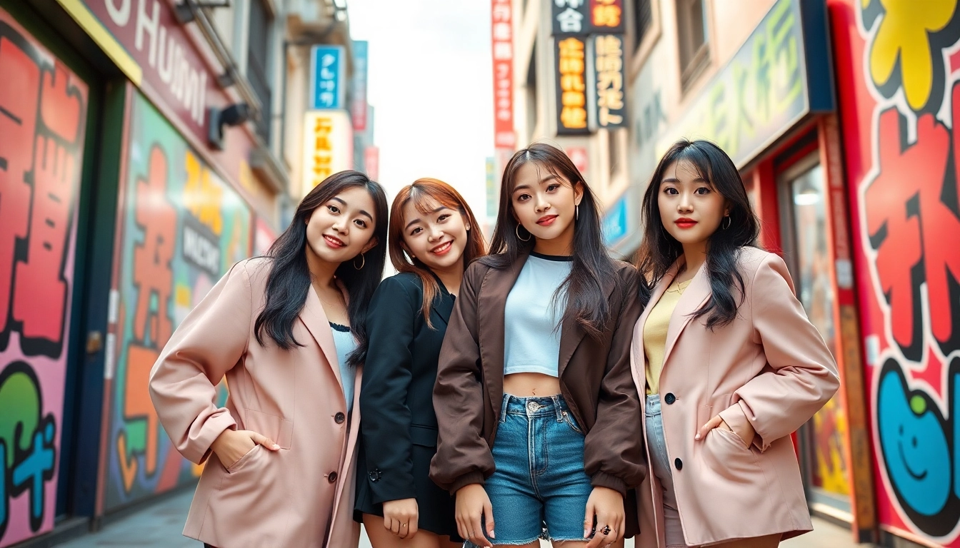 Explore the stylish blackpink members in a vibrant urban setting showcasing their unique personalities.
